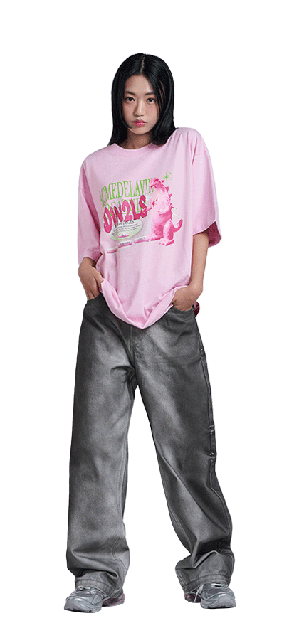 din2ls-creature-lettering-short-sleeve-t-shirt-pink